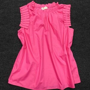 Periwinkle Collection Blouse Pleated Ruffle Sleeve Women Size M Pink